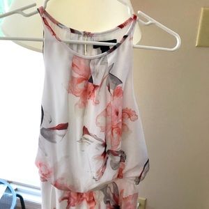 WHBM floral halter top flounce waisted MIDI dress